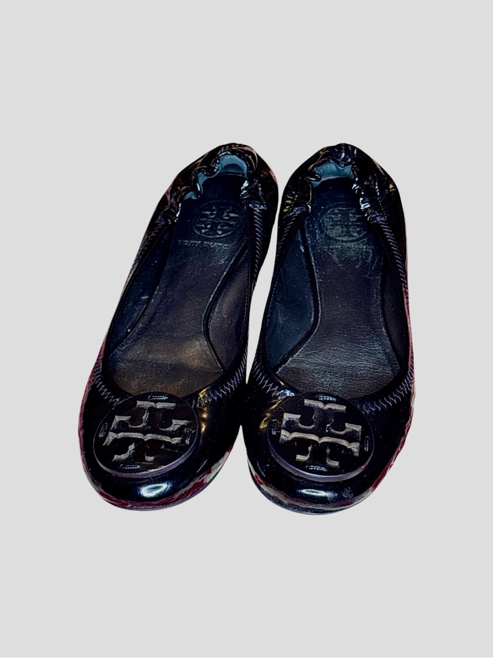 Tory Burch Reva Black Patent Leather Ballet Flats Women’s Size 6M WELL WORN IN